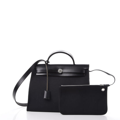 Hermes Military Toile Vache Hunter Herbag Zip PM 31 Black 5 of 12