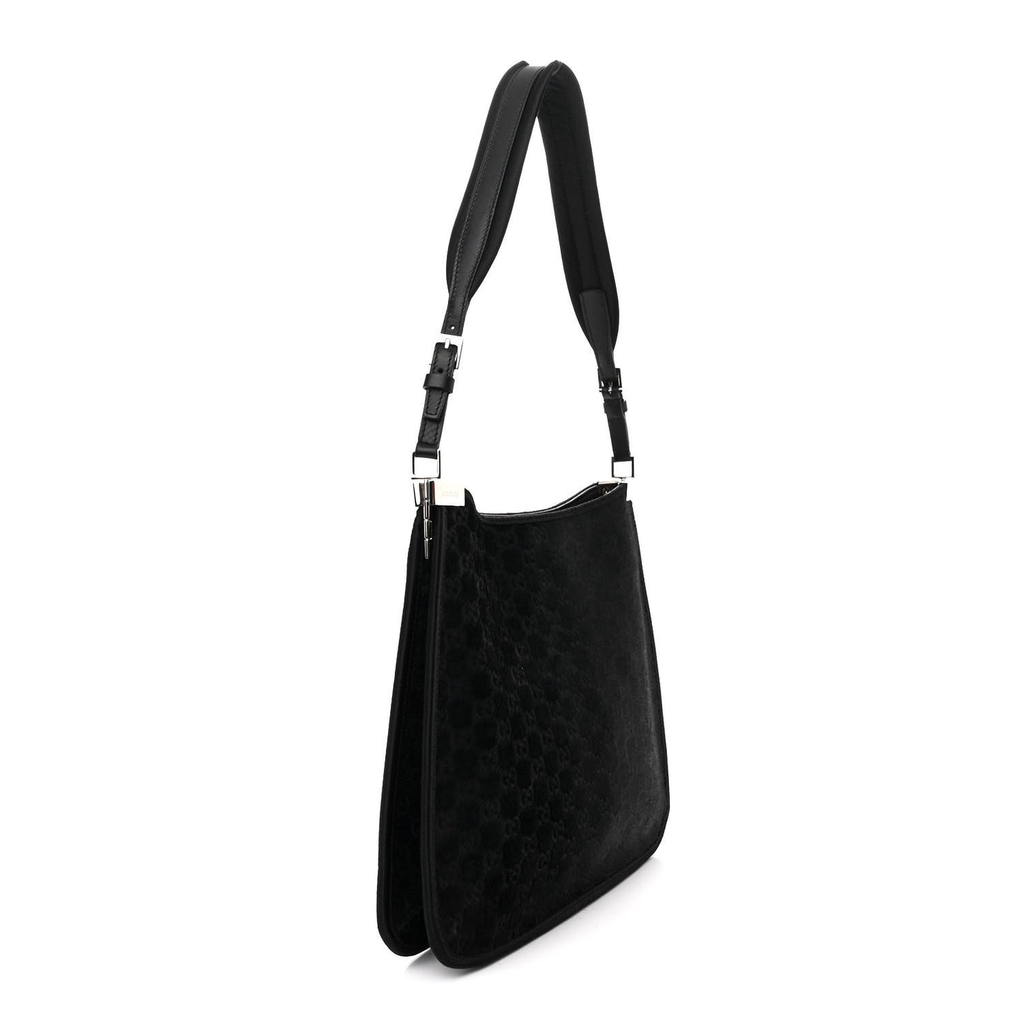 Calf Hair Monogram Horsebit Slim Shoulder Bag Black