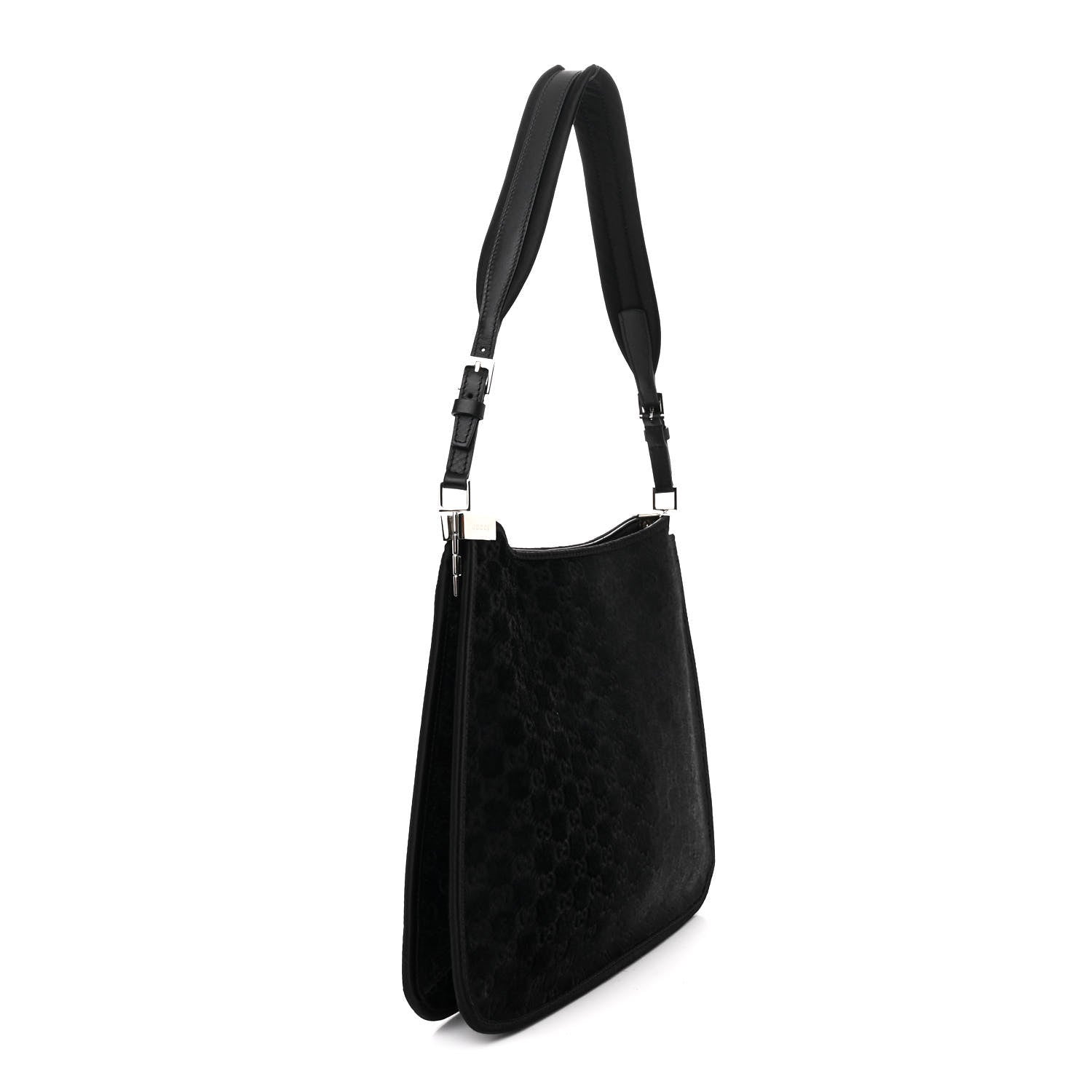 Gucci Calf Hair Monogram Horsebit Slim Shoulder Bag Black 3 of 10