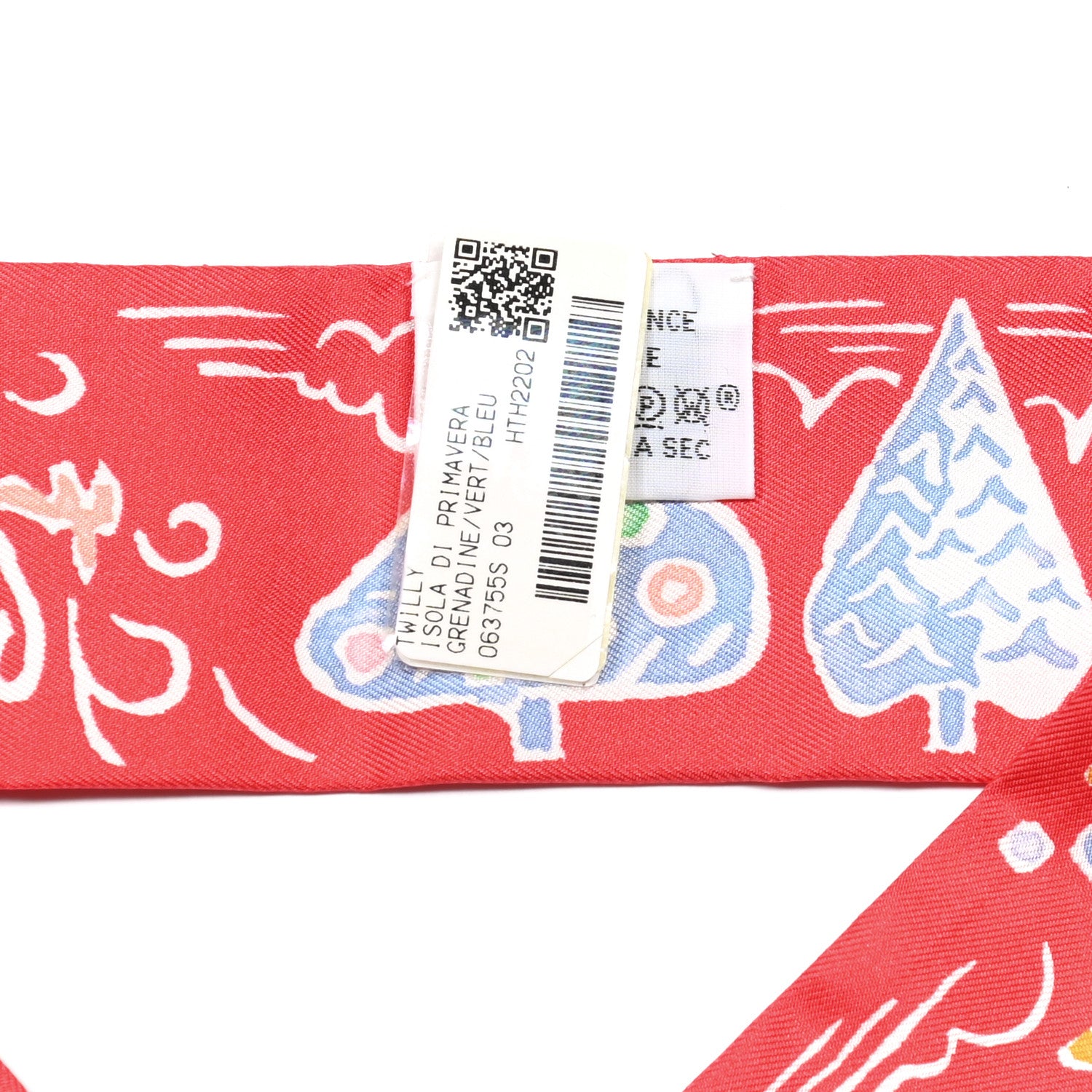 Hermes Silk Isola Di Primavera Twilly Grenadine Vert Bleu 2 of 4