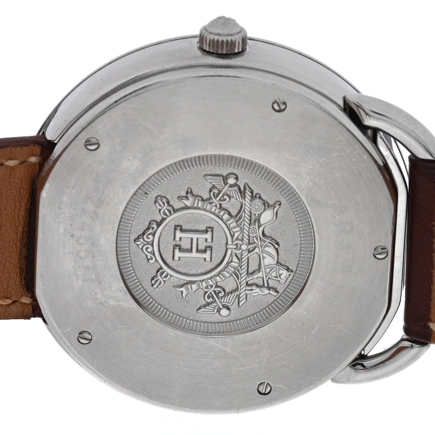 Hermes Stainless Steel Barenia 41.5mm Arceau Automatic Watch Fauve 4 of 4