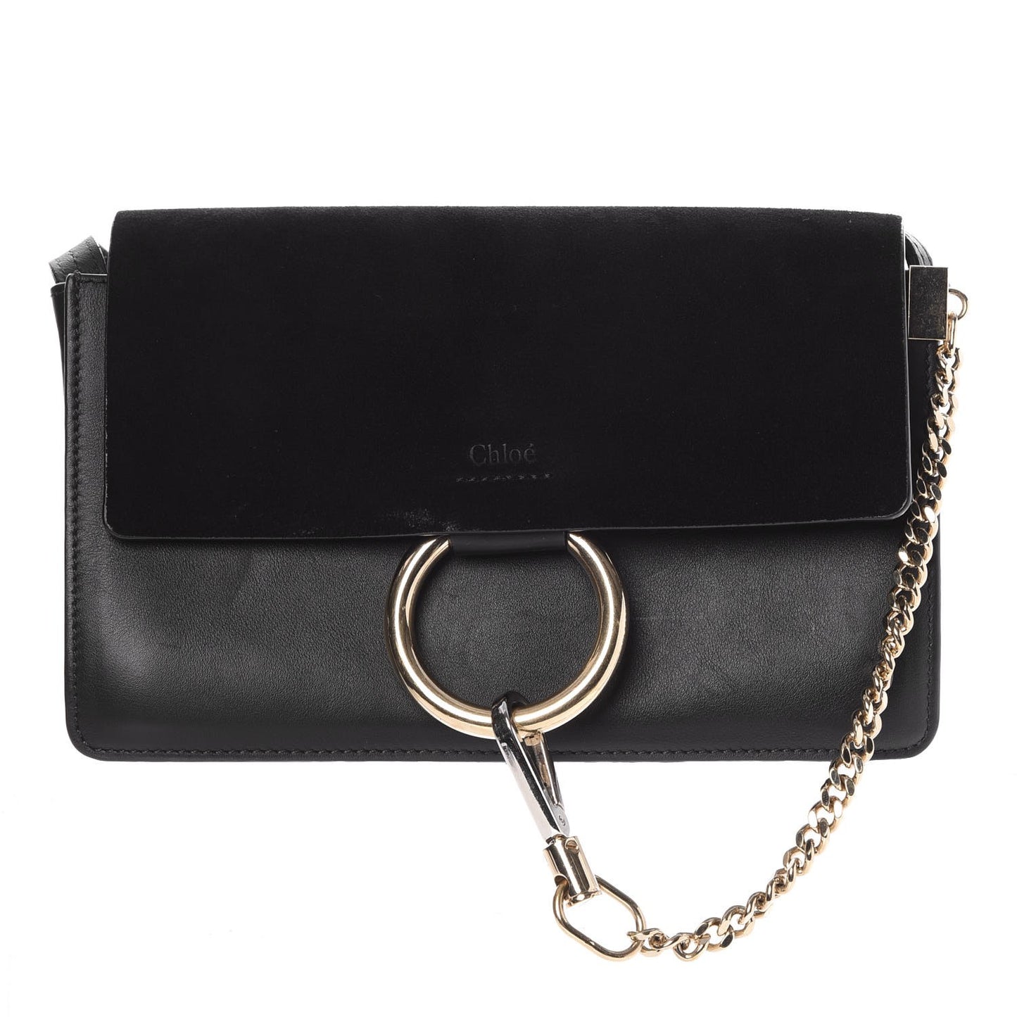 Suede Calfskin Small Faye Shoulder Bag Black