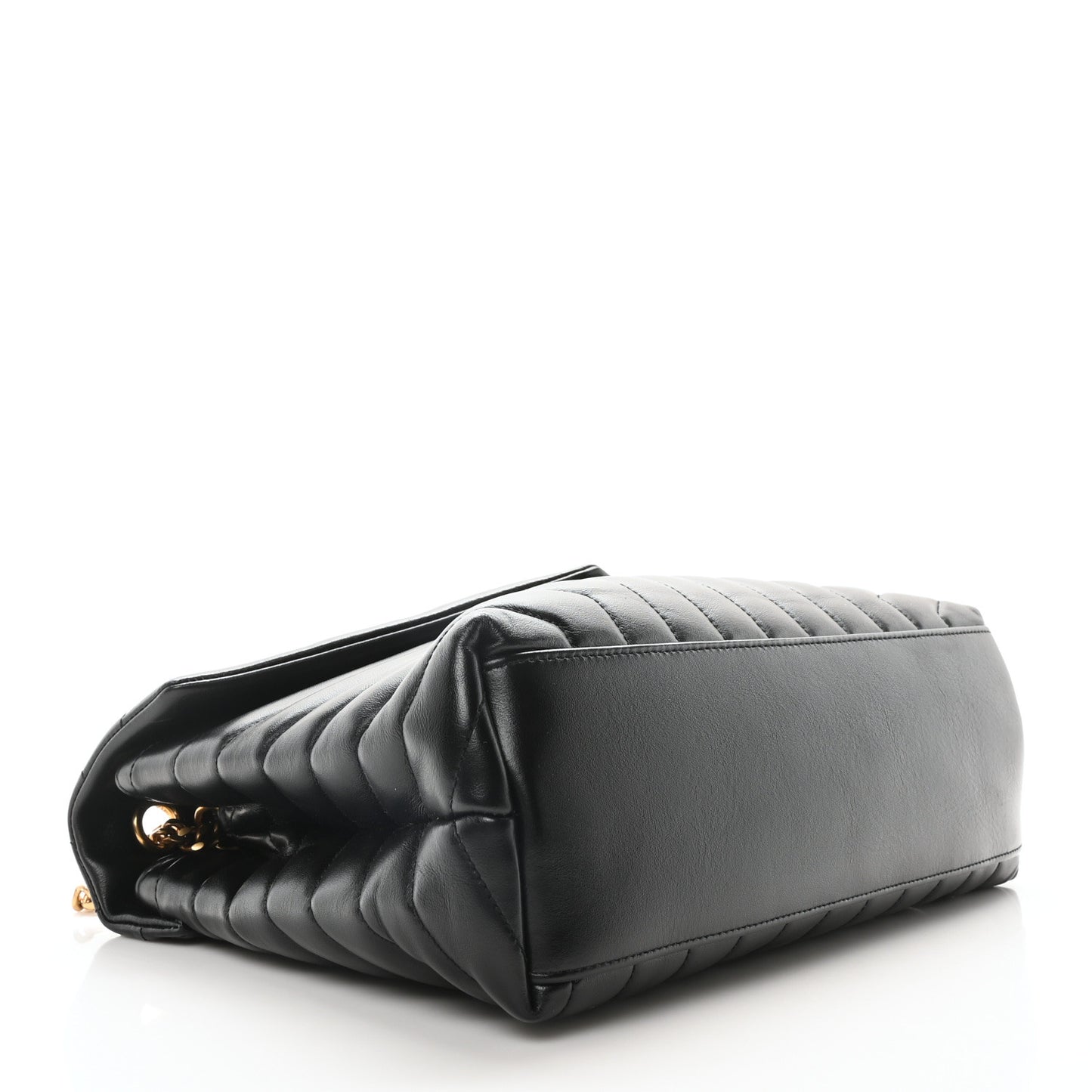 Calfskin Y Quilted Monogram Medium Loulou Chain Satchel Black