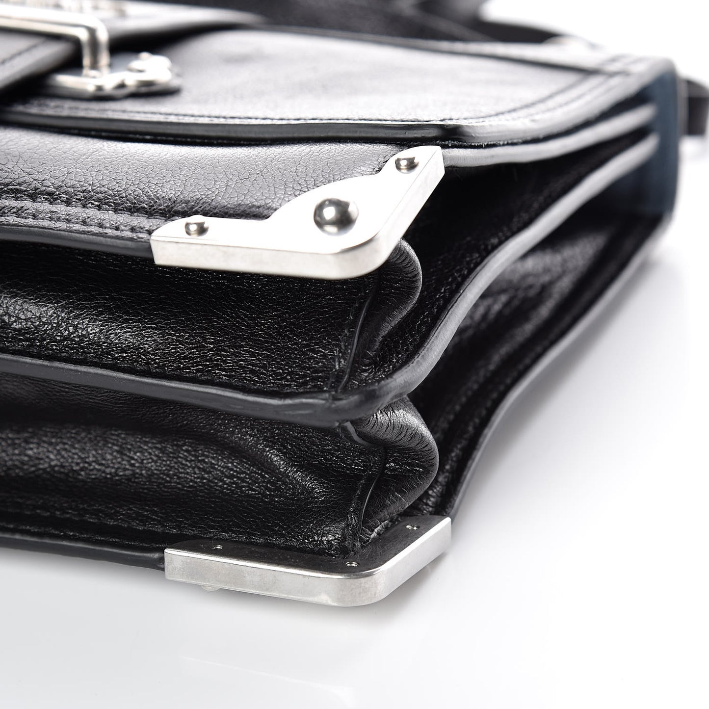 Glace Calf Large Soft Cahier Bag Black Astrale