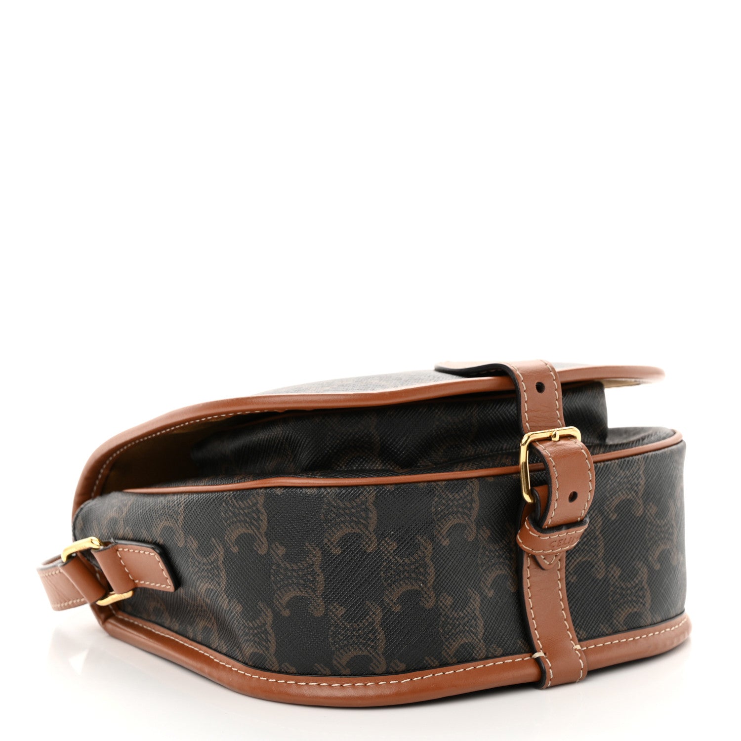 Celine Triomphe Canvas Medium Folco Bag Tan 4 of 13
