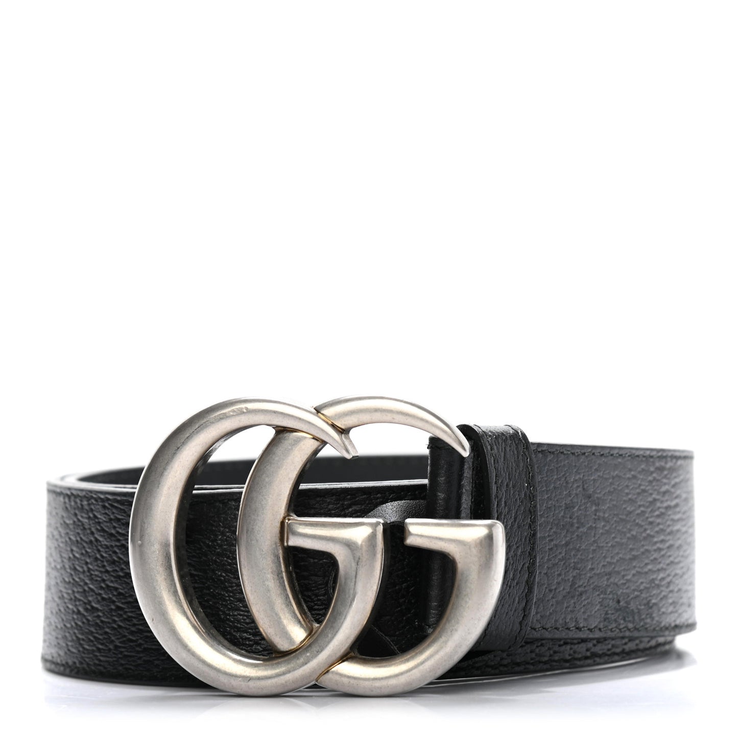 Textured Dollar Calfskin Nickel Double G 40mm Belt 80 32 Black