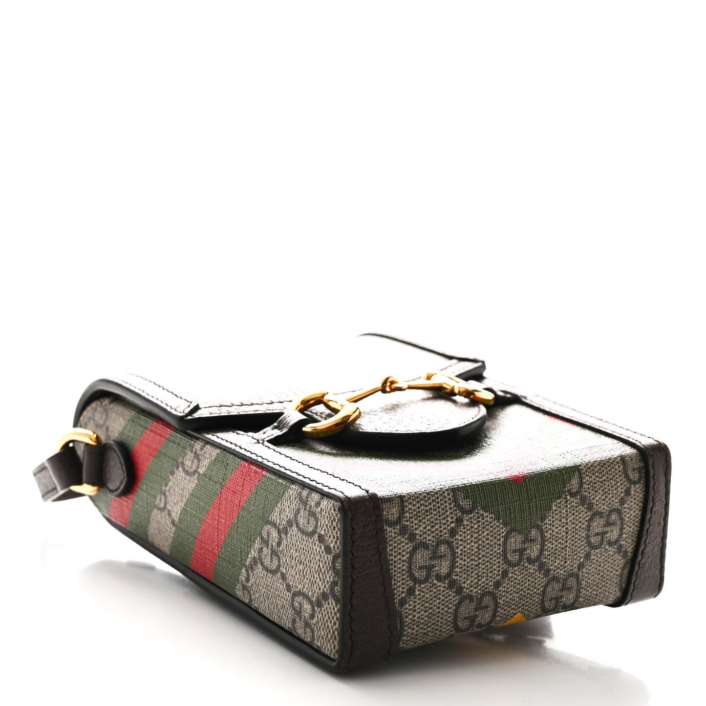 GG Supreme Monogram Textured Dollar Calfskin Geometric Print Mini Horsebit 1955 Crossbody Bag Beige Multicolor New Acero