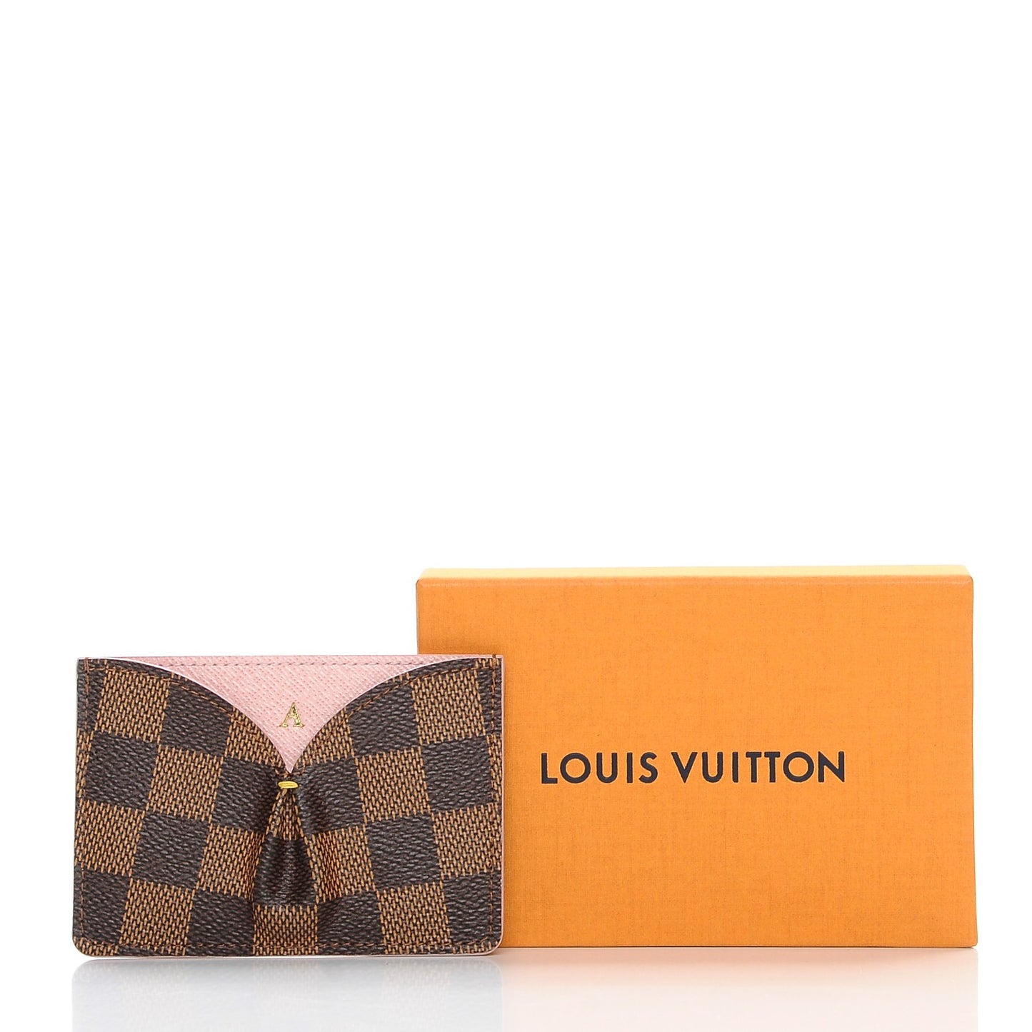Damier Ebene Caissa Card Holder Rose Ballerine