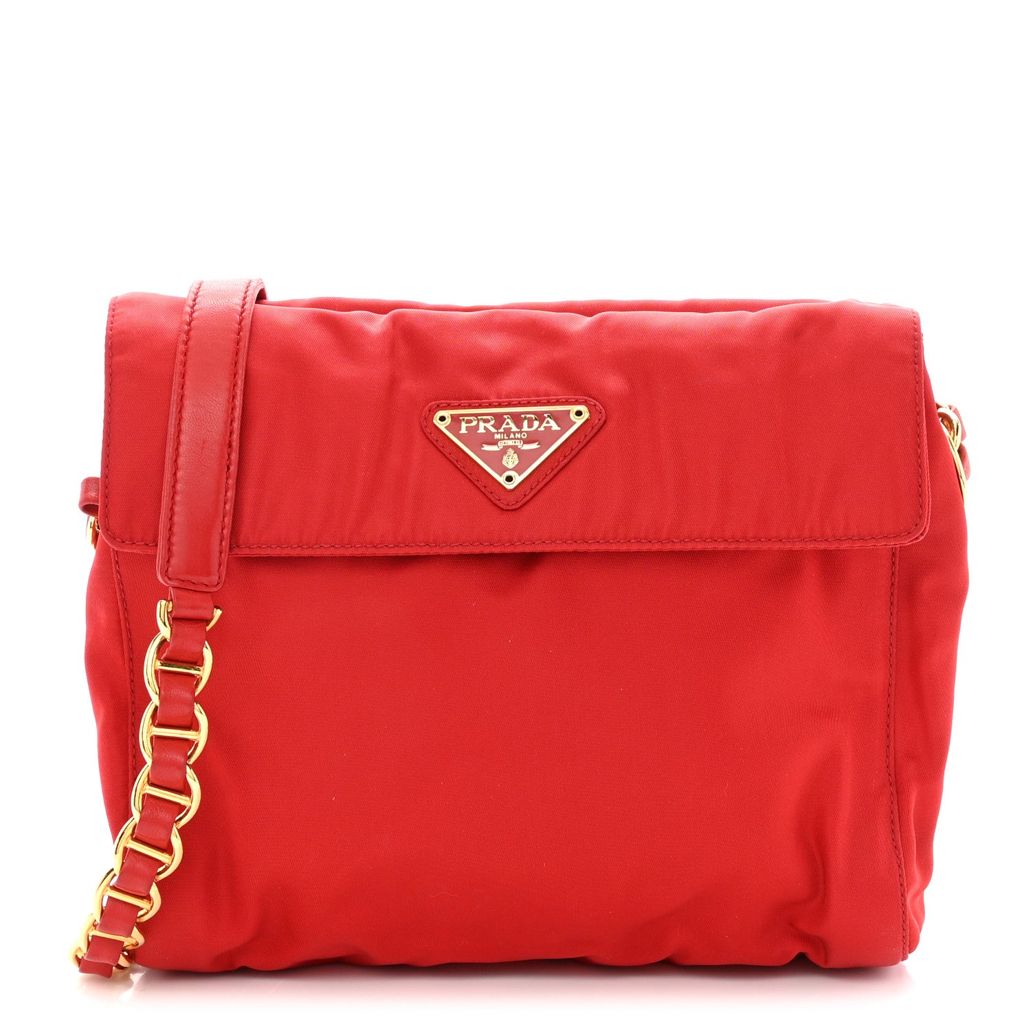 Prada Tessuto Nylon Chain Shoulder Bag Rosso 1 of 7