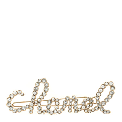 Chanel Metal Glass Swirling Pearls Brooch Pin Gold 1 of 3