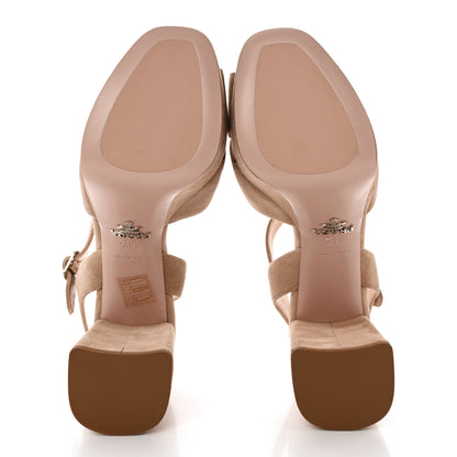 Prada Suede Crisscross Platform 30/105mm Sandals 36.5 Taupe 5 of 12