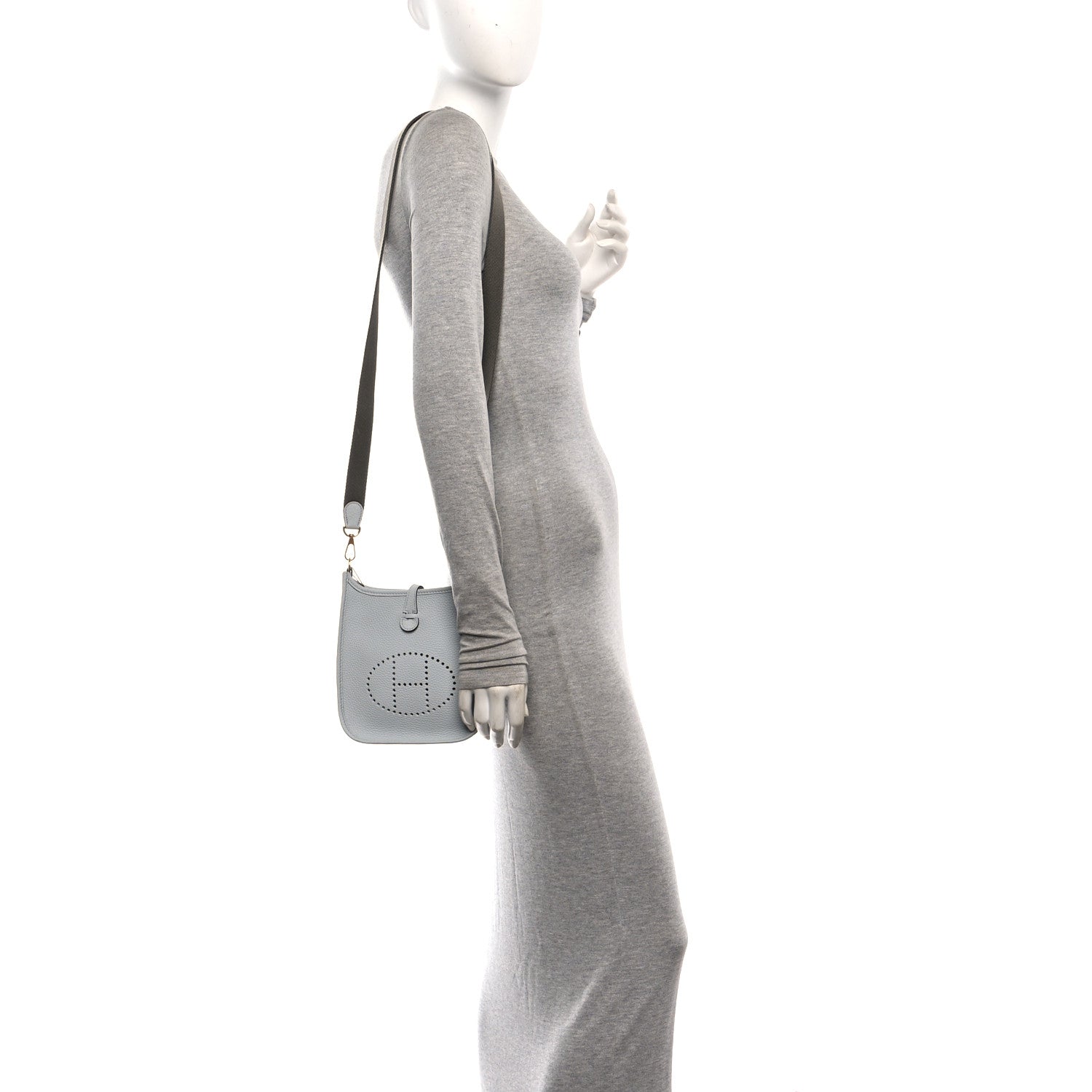 Hermes Taurillon Clemence Amazone Evelyne TPM Bleu Pale Etain 2 of 10
