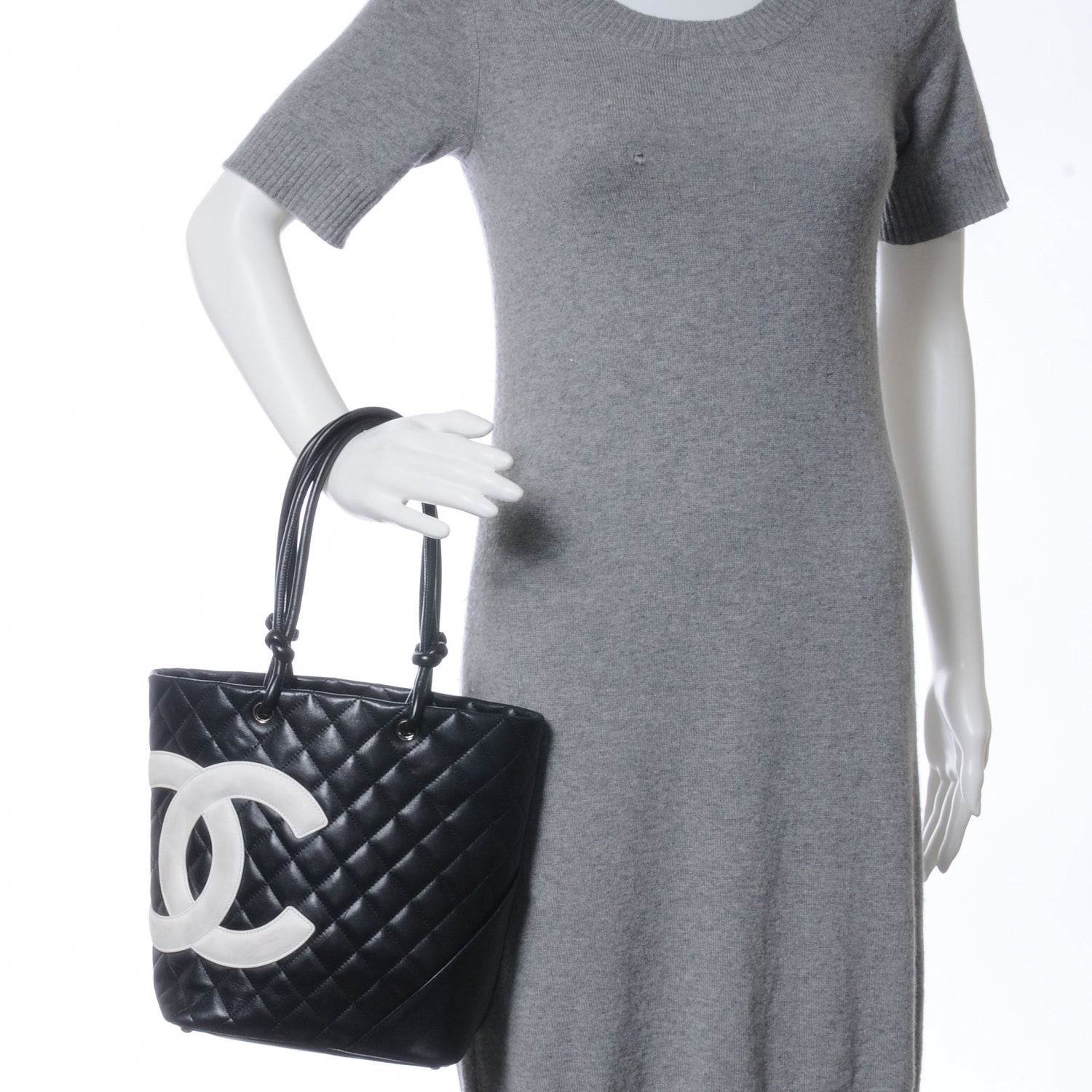 Chanel Calfskin Quilted Medium Cambon Black White 2 of 8