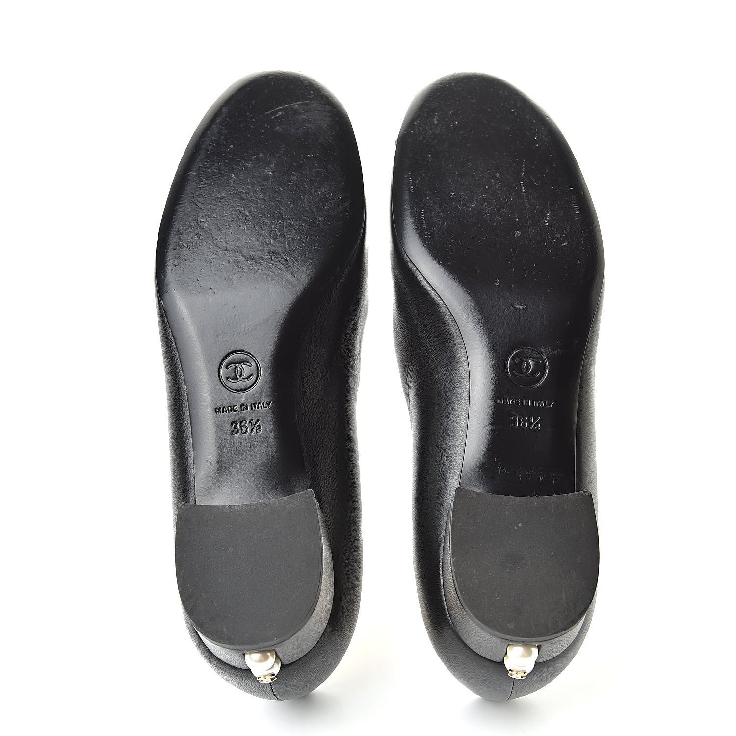 Chanel Lambskin Pearl CC Cap Toe Pump 36.5 Black 6 of 12