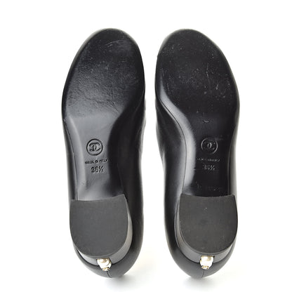 Chanel Lambskin Pearl CC Cap Toe Pump 36.5 Black 6 of 12