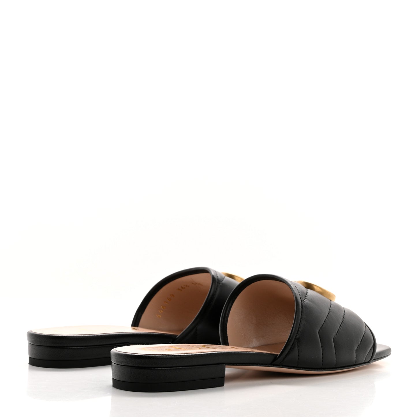 Nappa Matelasse GG Marmont Flat Slide Sandals 36.5 Black