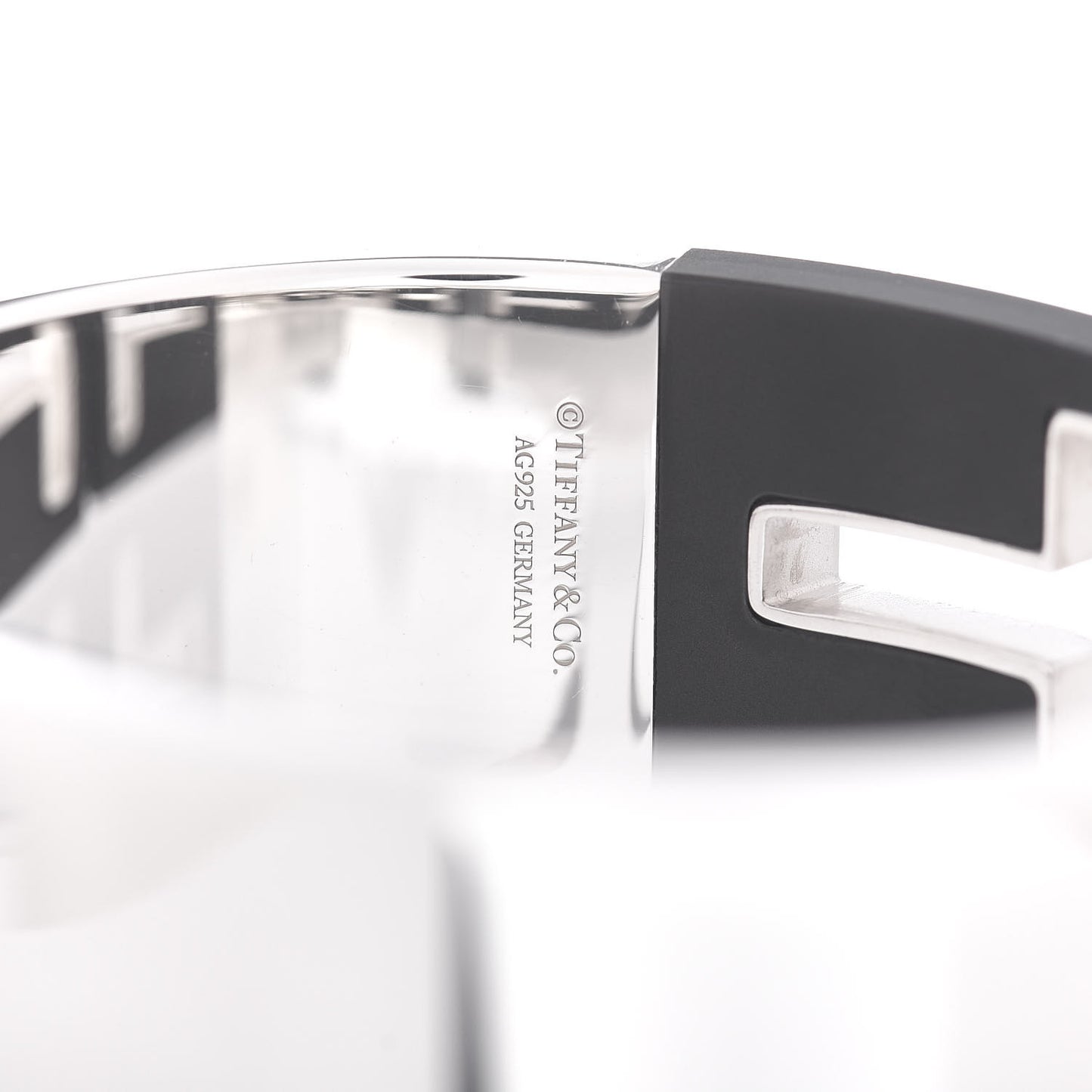 Sterling Silver Black Ceramic T Cutout Cuff Bracelet