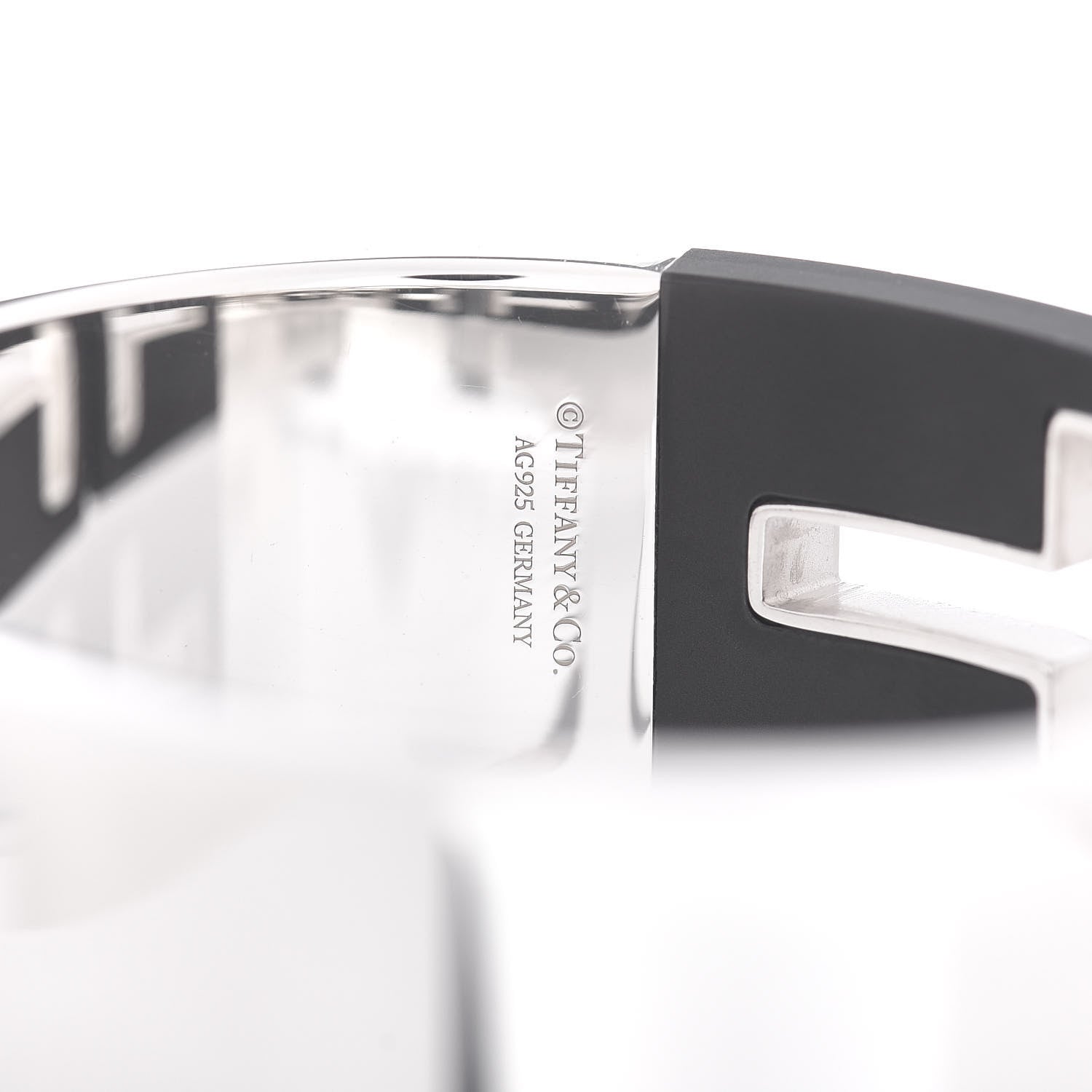 Tiffany Sterling Silver Black Ceramic T Cutout Cuff Bracelet 4 of 4