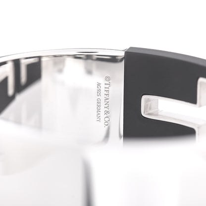 Tiffany Sterling Silver Black Ceramic T Cutout Cuff Bracelet 4 of 4