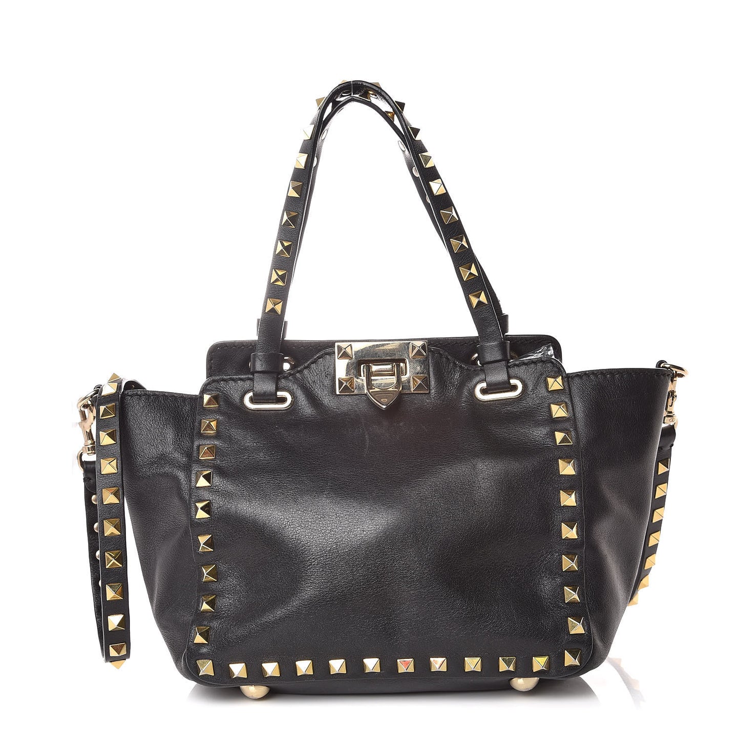 Vitello Mini Rockstud Tote Black