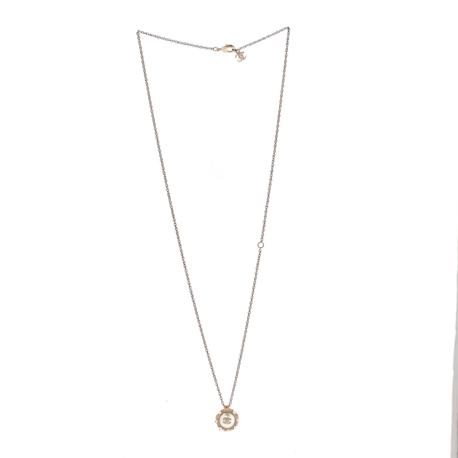 Chanel Pearl CC Round Necklace Gold 3 of 6