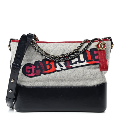 Chanel Wool Calfskin Quilted Medium Gabrielle Hobo Navy 1 of 6