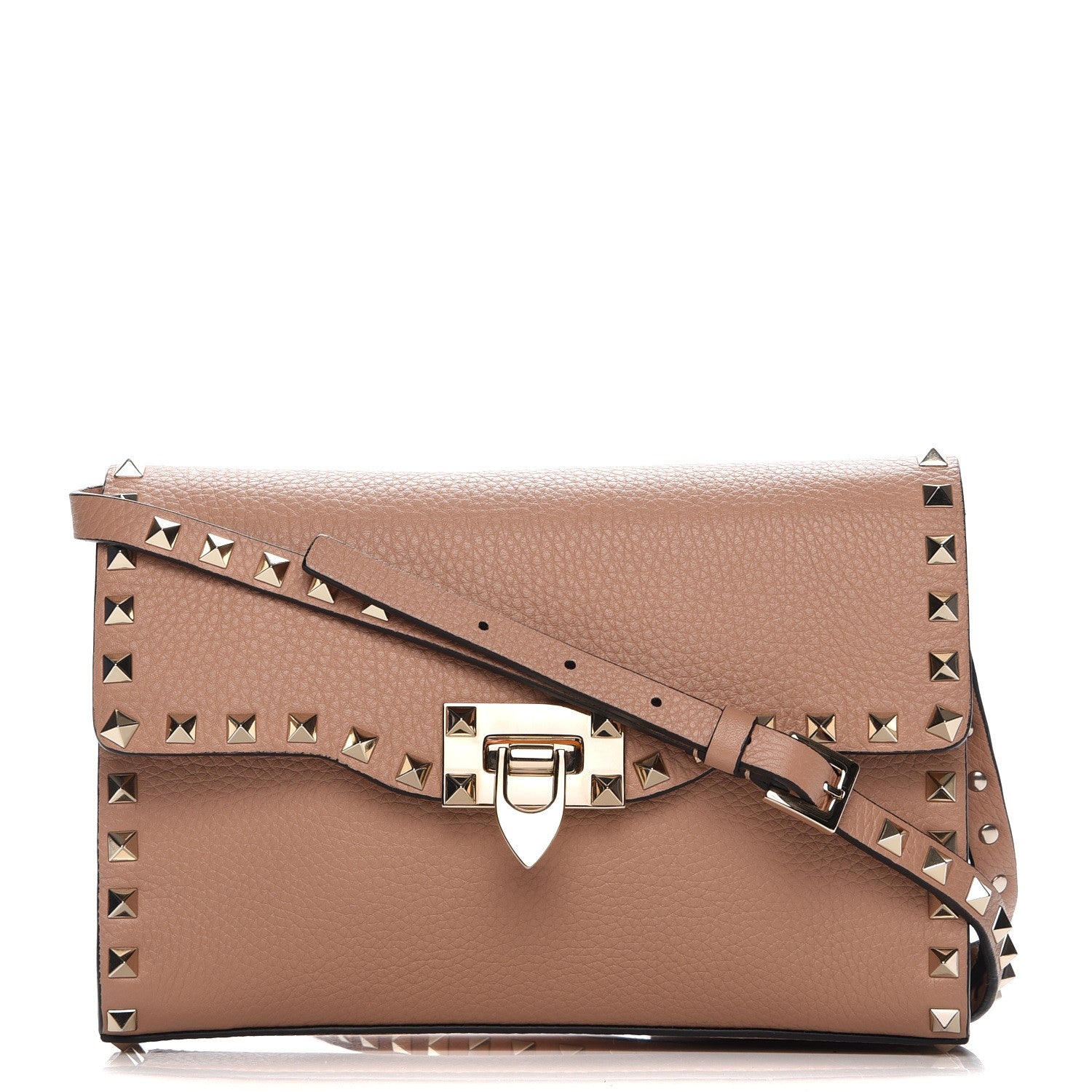 Valentino Garavani Pebbled Calfskin Medium Rockstud Flip Lock Crossbody Bag Skin Sorbet 1 of 7