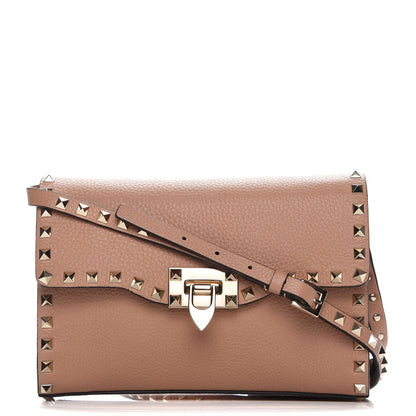 Valentino Garavani Pebbled Calfskin Medium Rockstud Flip Lock Crossbody Bag Skin Sorbet 1 of 7