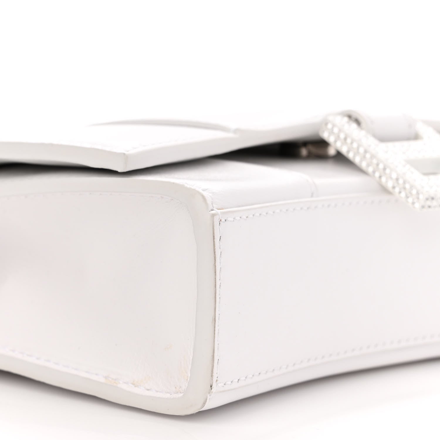 Balenciaga Shiny Box Calfskin Strass Hourglass Chain Bag White 7 of 11