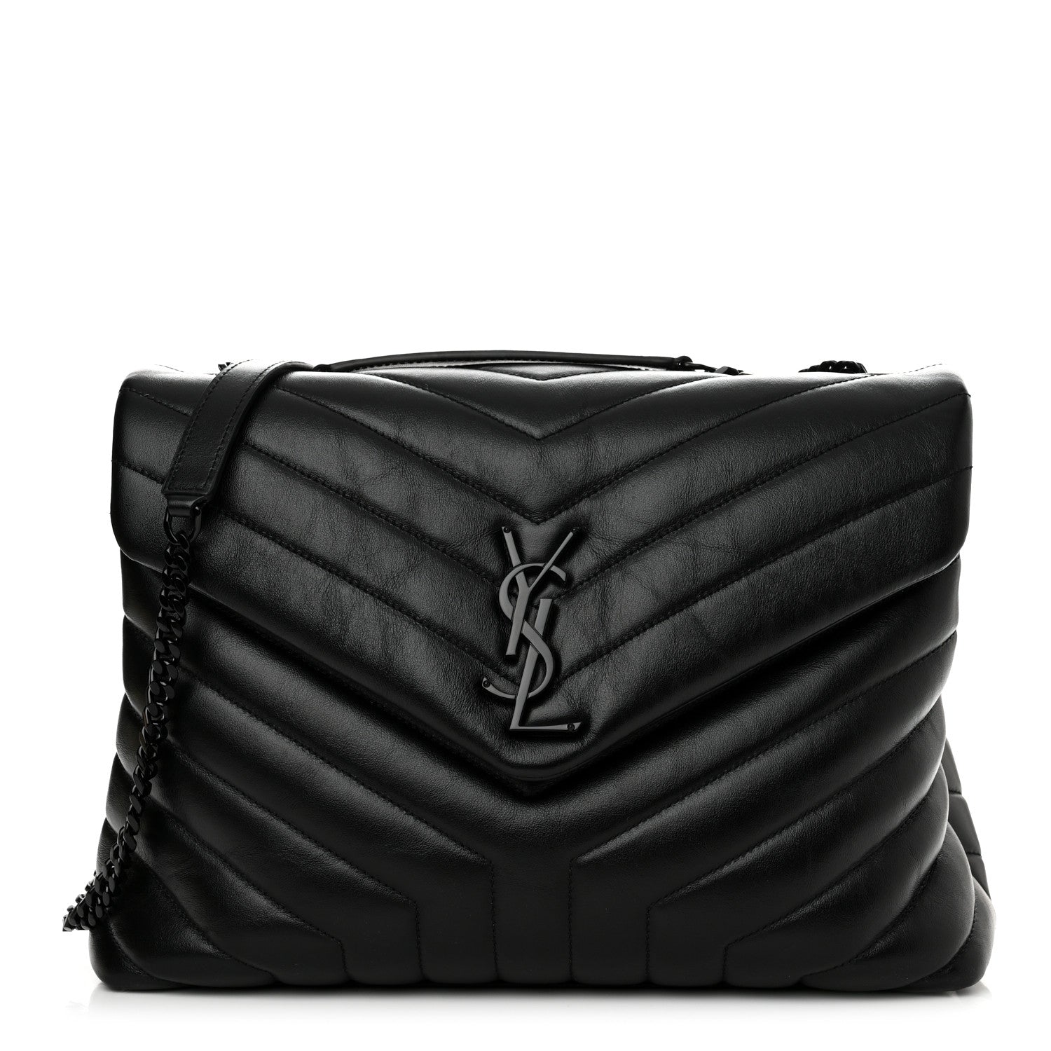 Saint Laurent Calfskin Y Quilted Monogram Monochrome Medium Loulou Chain Satchel Black 1 of 10
