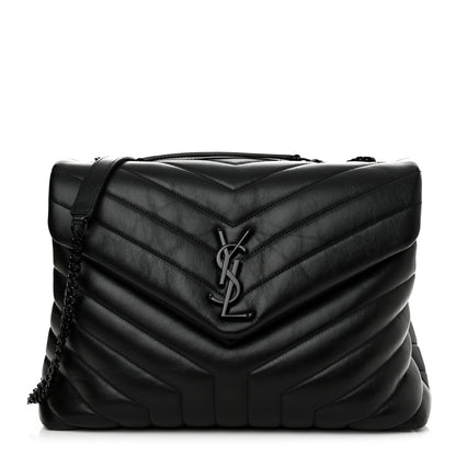 Saint Laurent Calfskin Y Quilted Monogram Monochrome Medium Loulou Chain Satchel Black 1 of 10