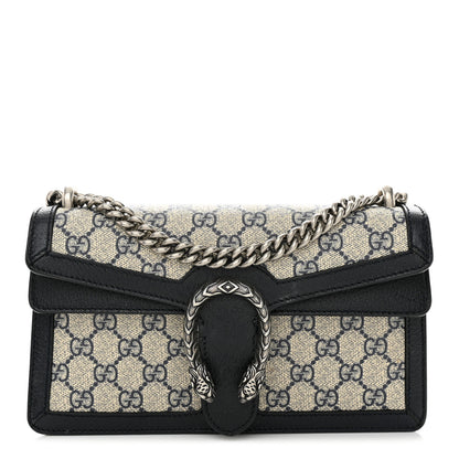 Gucci GG Supreme Monogram Textured Dollar Calfskin Small Rectangular Dionysus Shoulder Bag Beige Blue 1 of 13