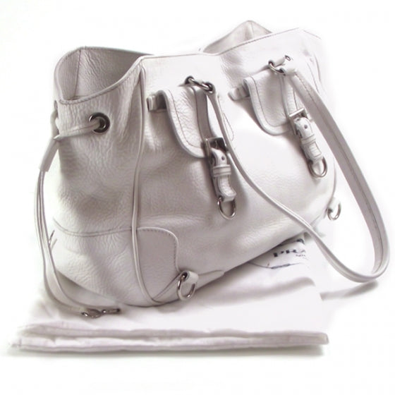 Leather Multi Pocket Hobo White