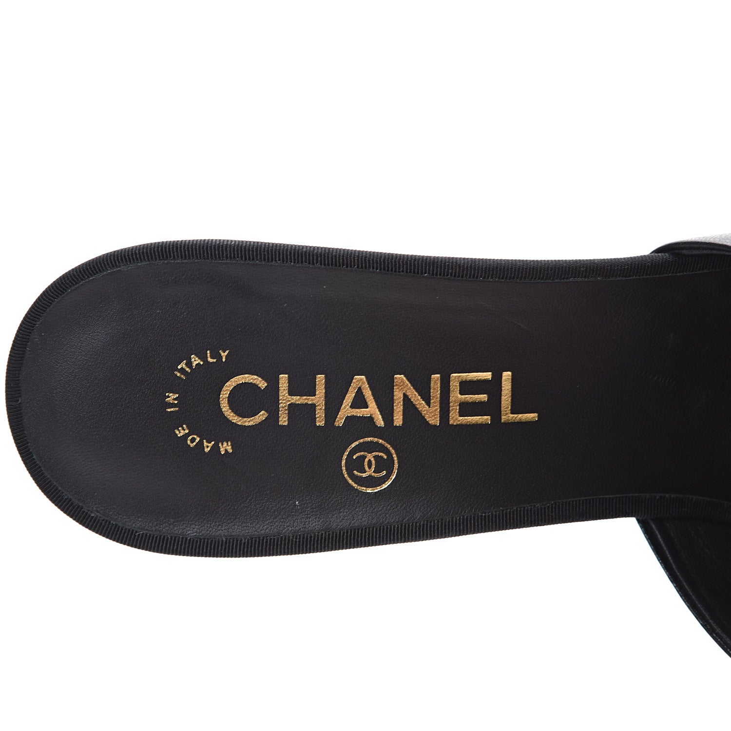 Chanel Goatskin Grosgrain Cap Toe Pearl Mule 40 Black 7 of 13