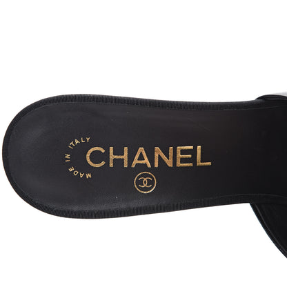 Chanel Goatskin Grosgrain Cap Toe Pearl Mule 40 Black 7 of 13