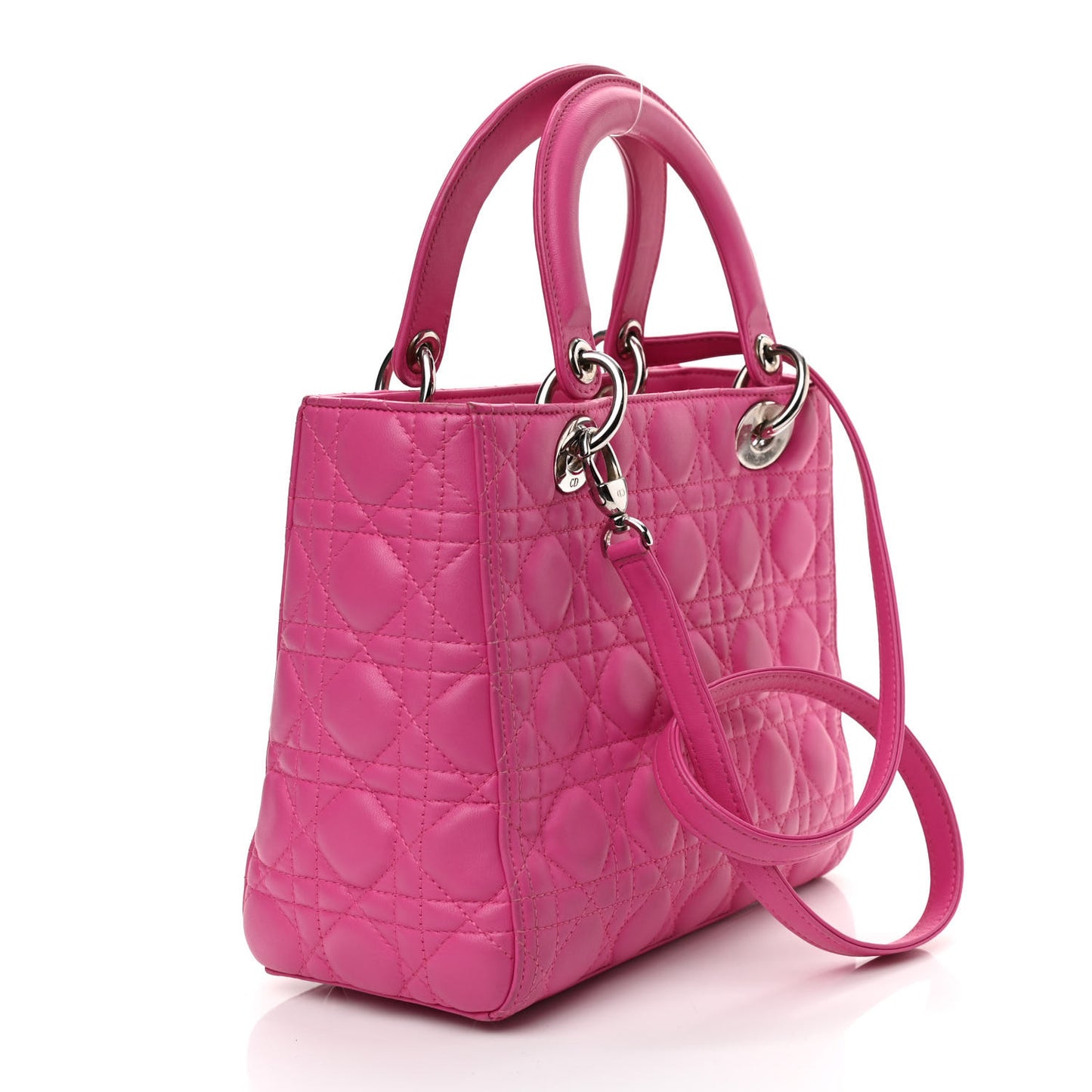 Lambskin Cannage Medium Lady Dior Fuchsia