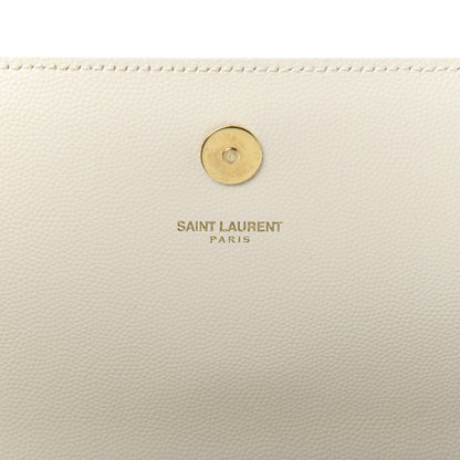 Saint Laurent Grain De Poudre Classic Monogram Cassandre Clutch Dove White 8 of 9