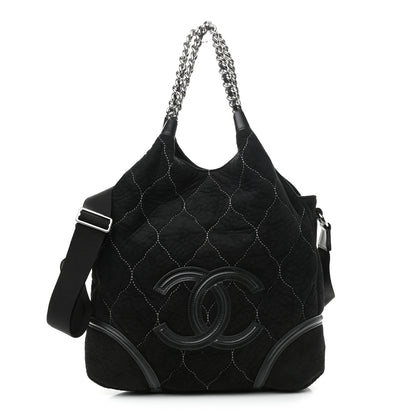 Chanel Microsuede Quilted Rodeo Drive Hobo Black 1 of 9