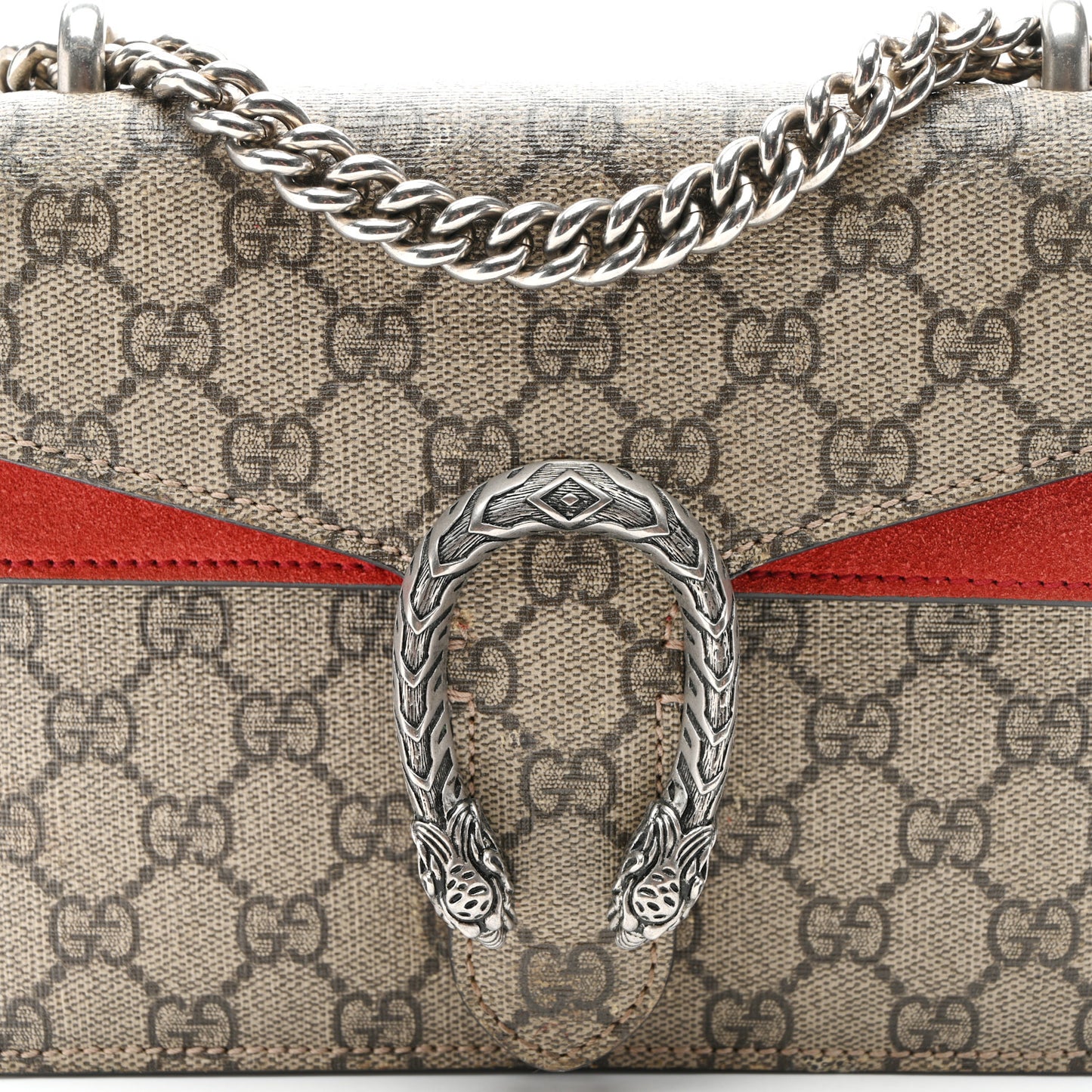 GG Supreme Monogram Mini Dionysus Shoulder Bag Hibiscus Red