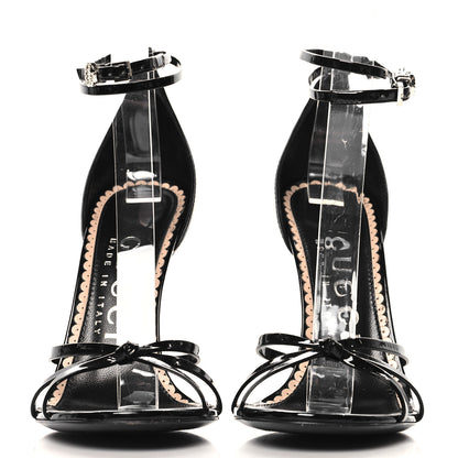 Gucci Patent Crystal Double G Ankle Wrap Sandals 37 Black 3 of 9