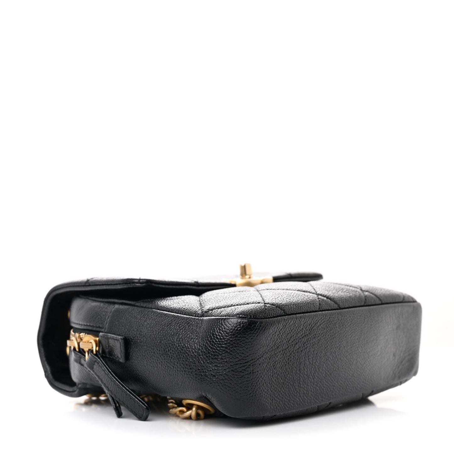 Shiny Caviar Quilted Chain Melody Backpack Black