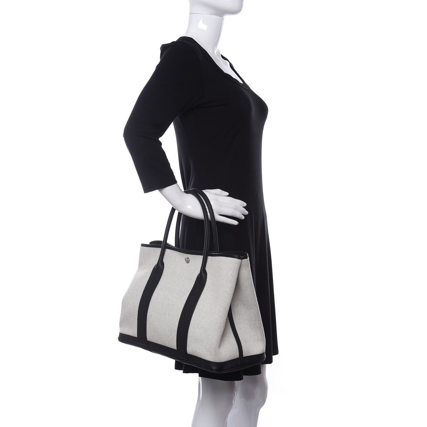 Twill H Negonda Garden Party 36 MM Tote Ecru Black