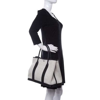 Hermes Twill H Negonda Garden Party 36 MM Tote Ecru Black 2 of 8