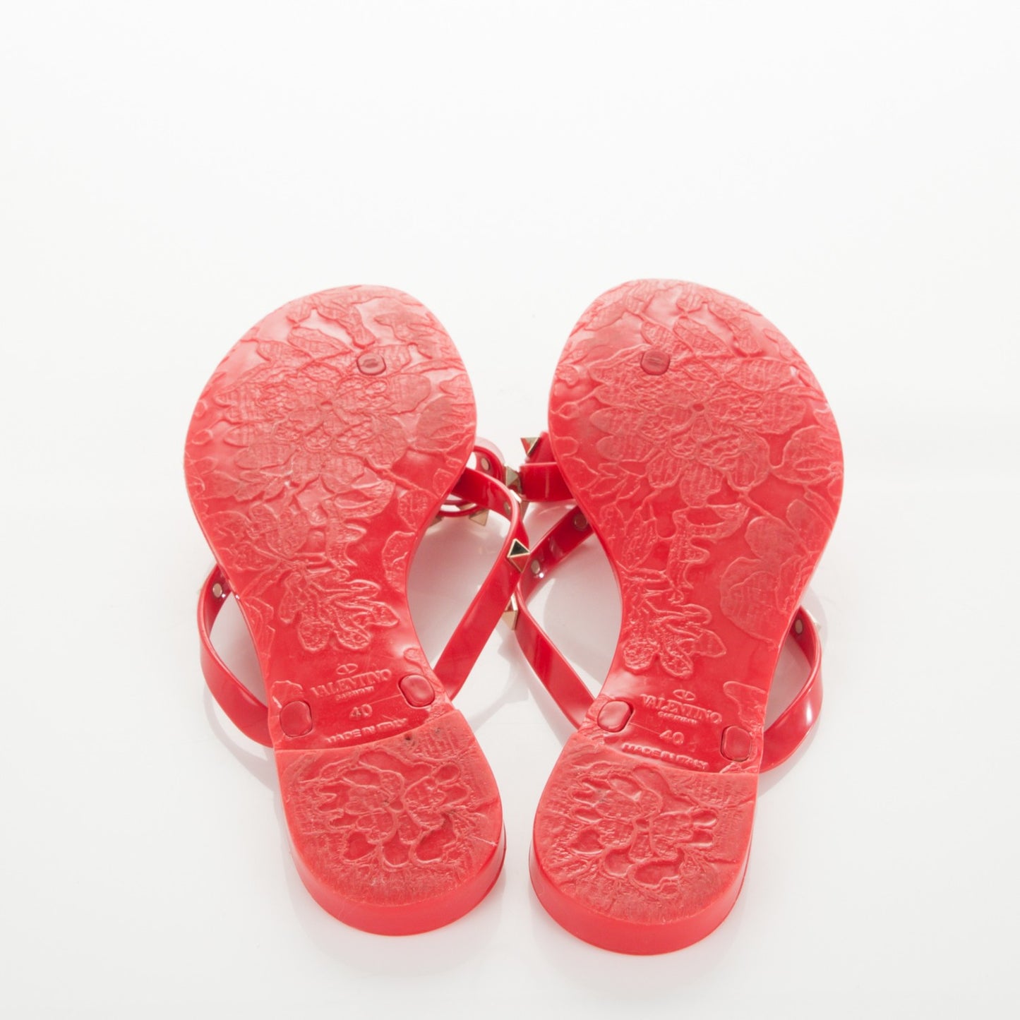 PVC Jelly Rockstud Bow Thong Sandals 40 Red