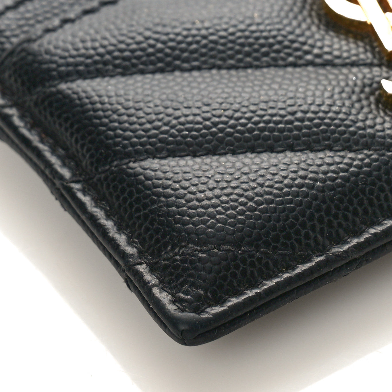 Grain De Poudre Matelasse Chevron Monogram Credit Card Case Black