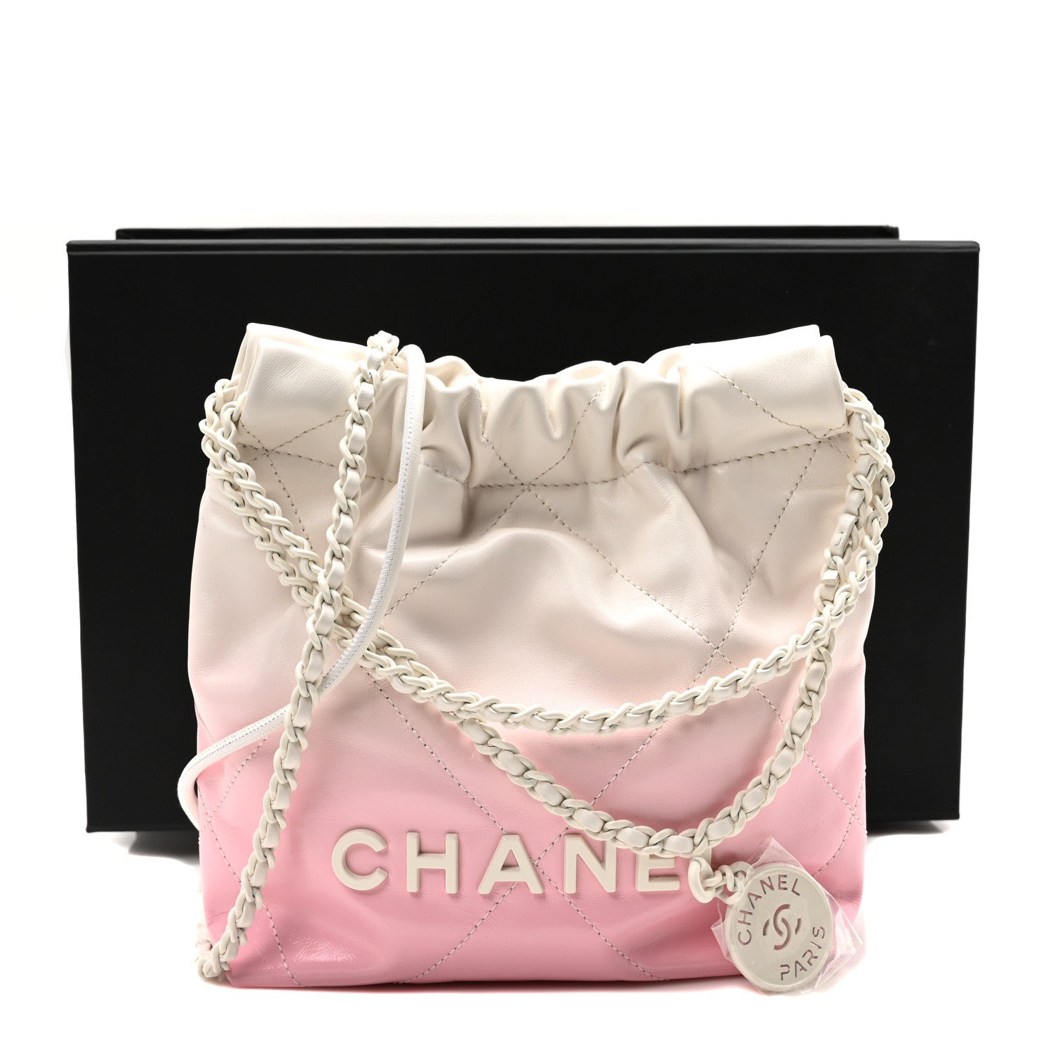 Chanel Patent Gradient Calfskin Quilted Mini Chanel 22 White Light Pink 11 of 11