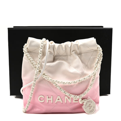 Chanel Patent Gradient Calfskin Quilted Mini Chanel 22 White Light Pink 11 of 11