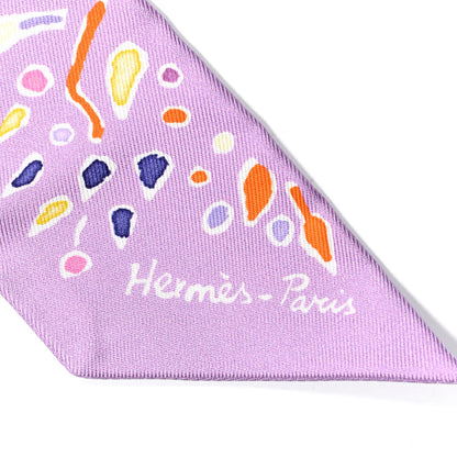Hermes Silk Isola Di Primavera Twilly Lilas Orange Jaune 5 of 5