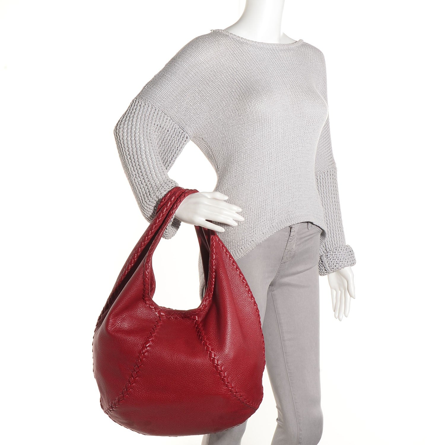 Bottega Veneta Cervo Deerskin Large Hobo Scarlet 2 of 9