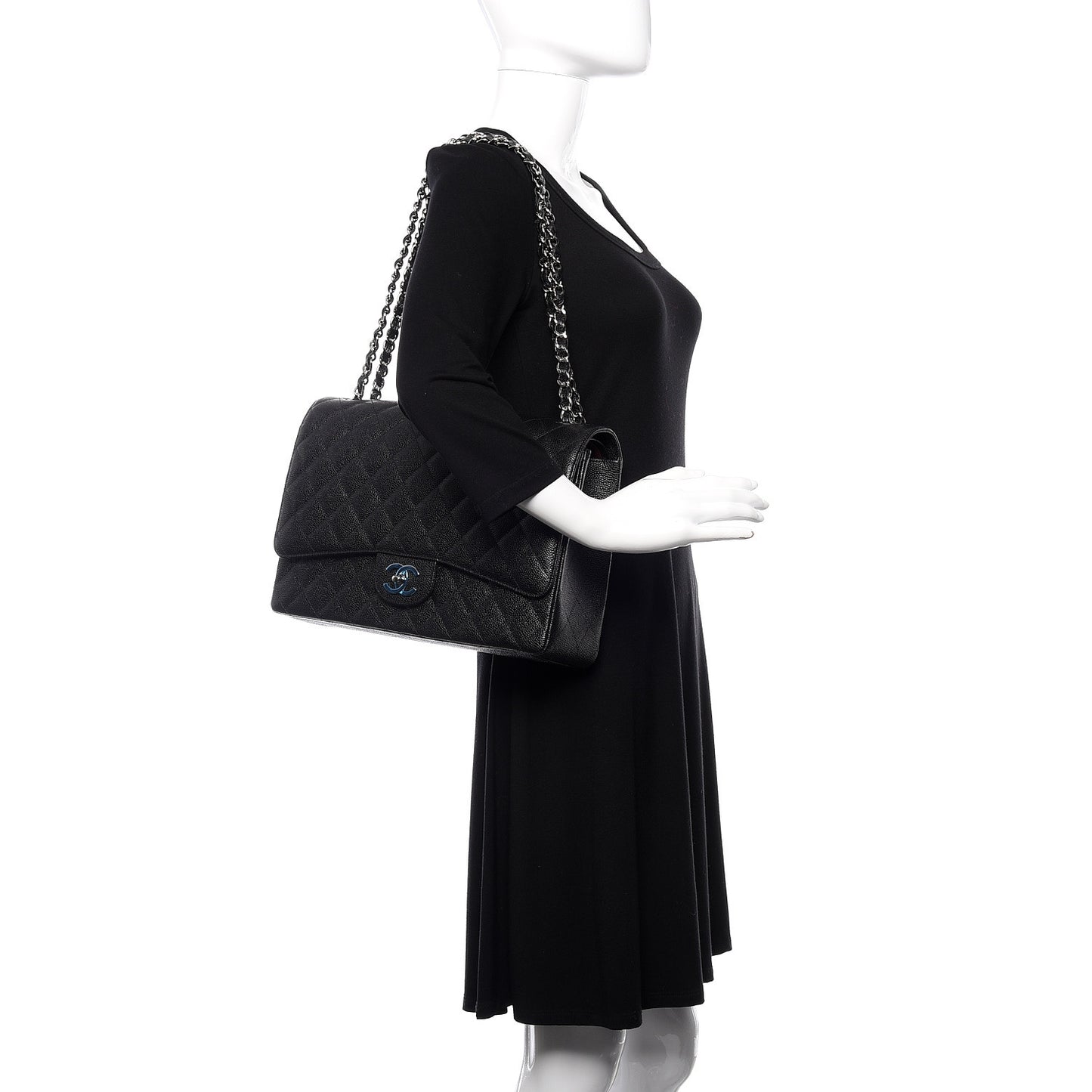 Caviar Quilted Maxi Double Flap Black